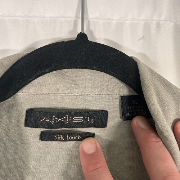 Axist Silk Touch Shirt Men's XL Green Short Sleeve Button Up Lightweight - Picture 3 of 6